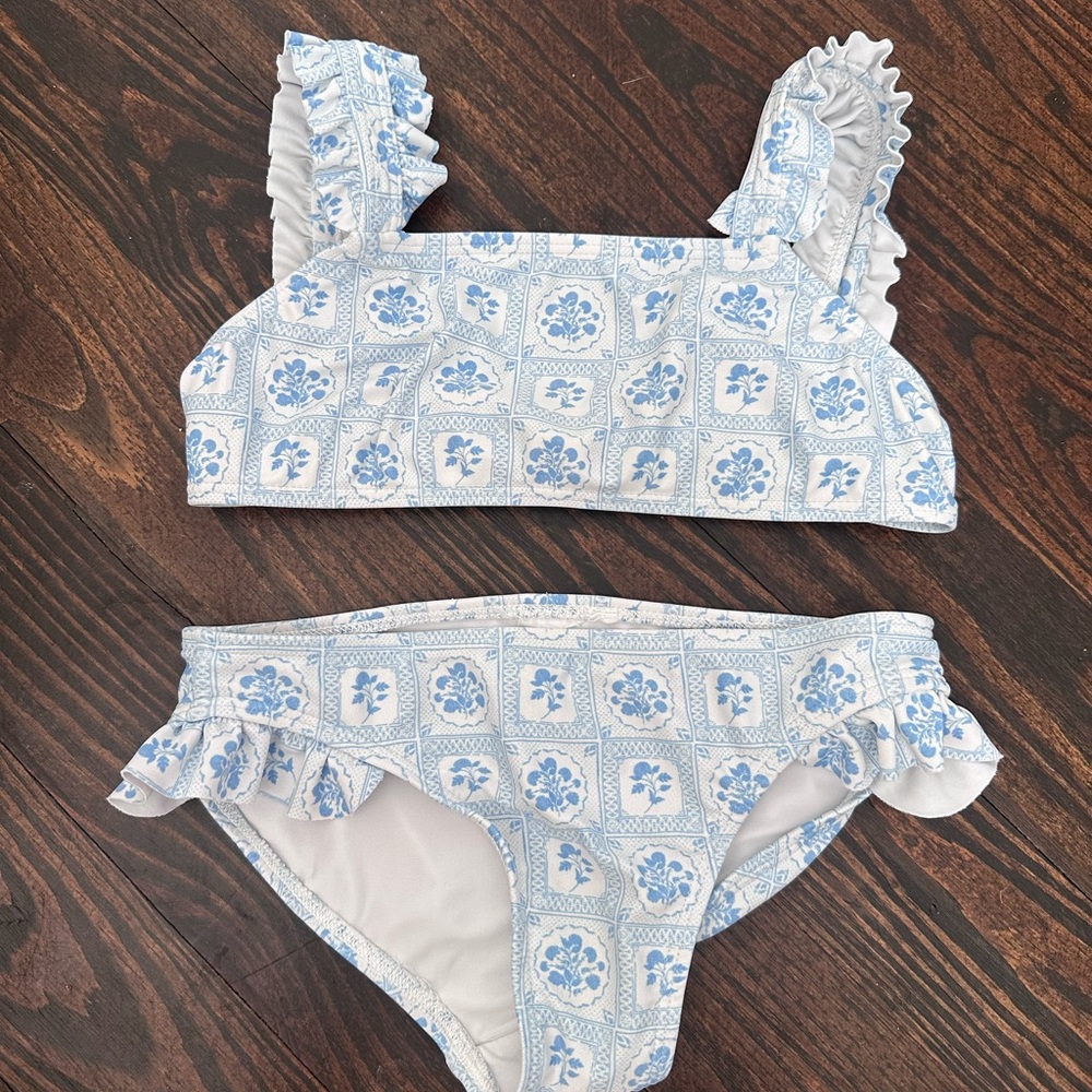 Blue Floral Kids Bikini